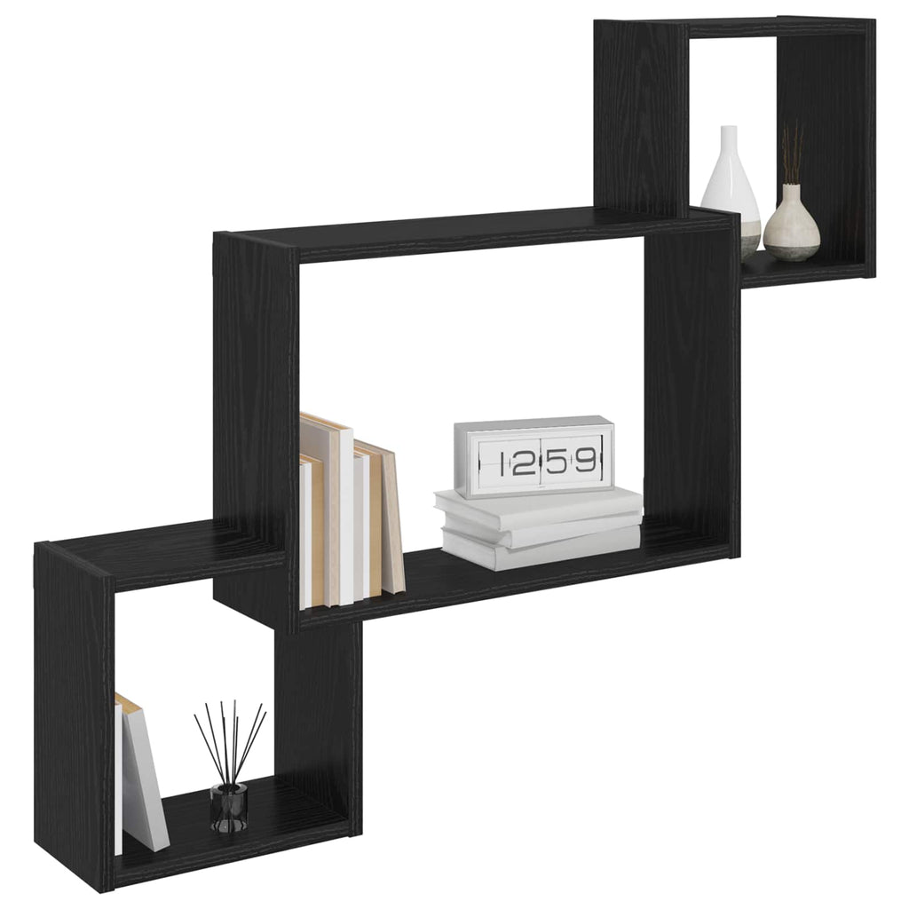 Wandregal Wandhalterung Schwarz 91,5 x 15 x 76 cm Holzwerkstoff