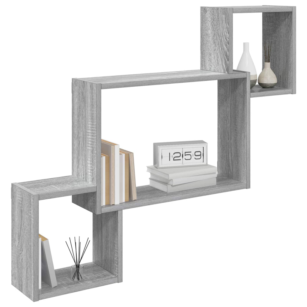 Wandregal Wandhalterung Grau 91,5 x 15 x 76 cm Holzwerkstoff