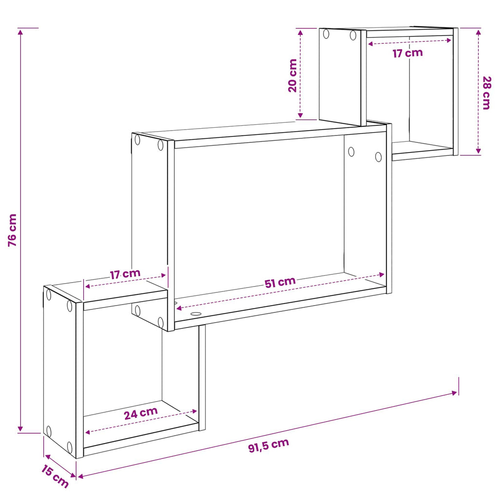Wandregal Wandhalterung Braun 91,5 x 15 x 76 cm Holzwerkstoff