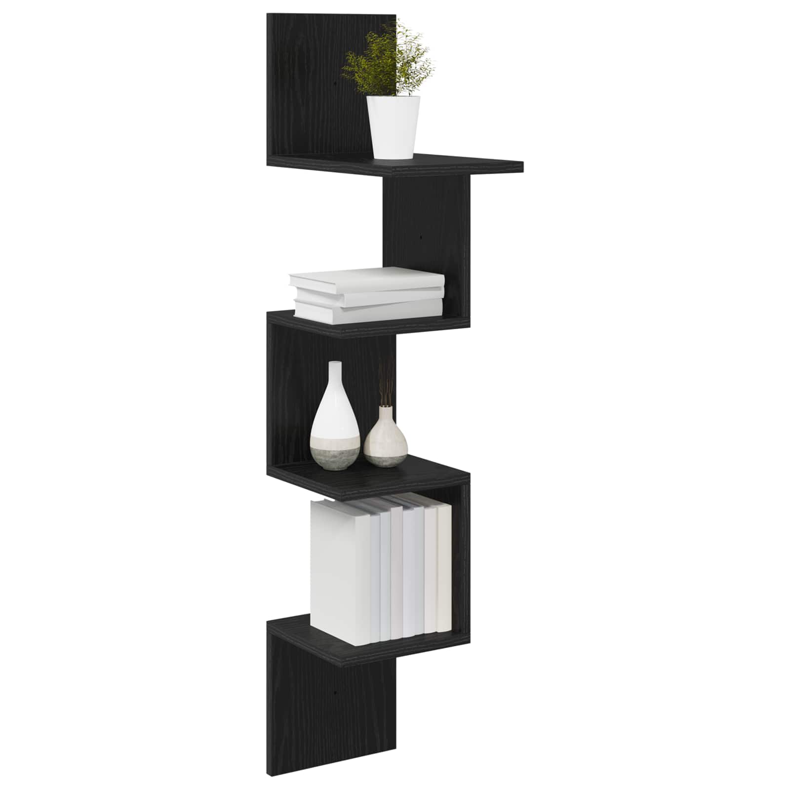 Wandregal Wandhalterung Schwarz 32 x 21 x 107 cm Holzwerkstoff