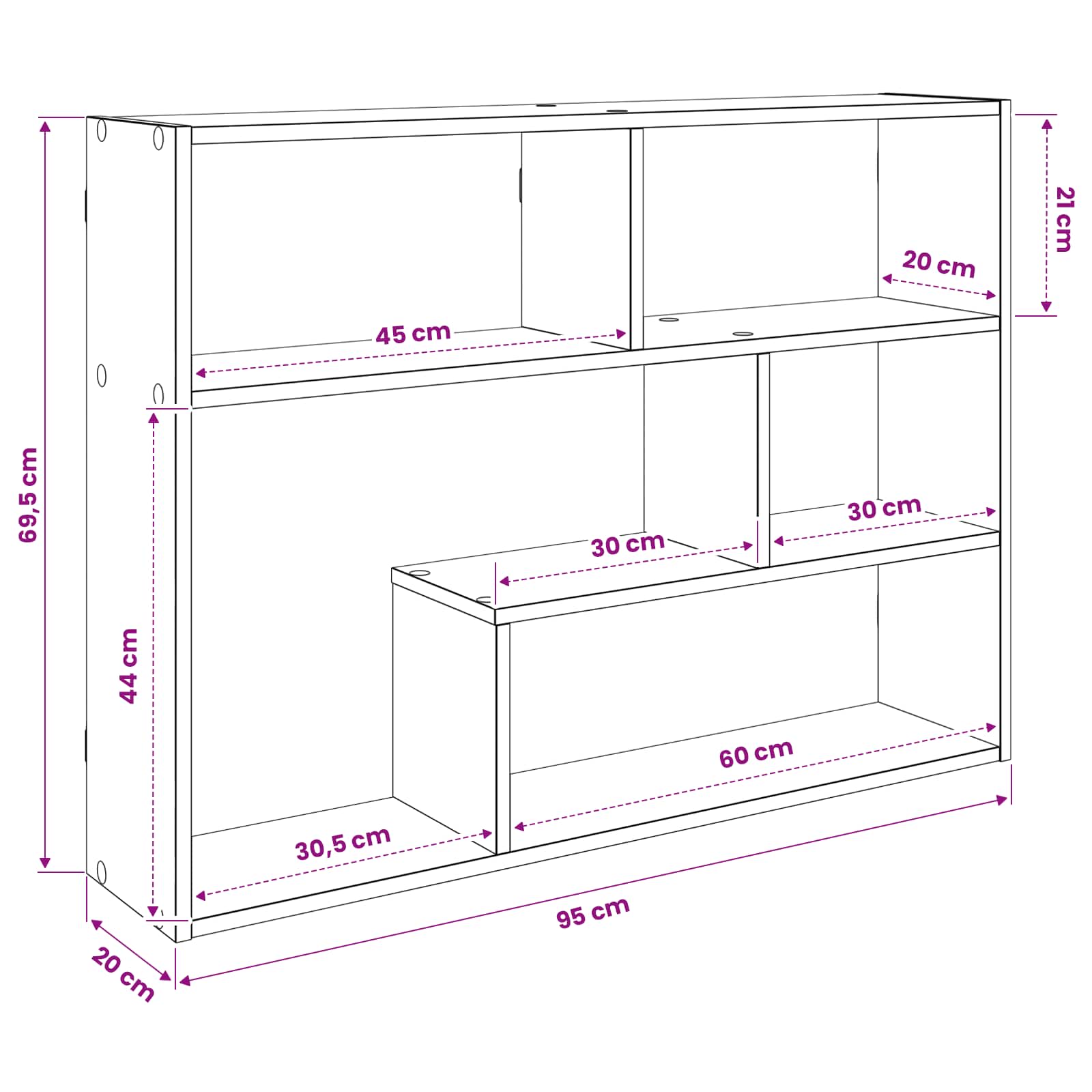 Wandregal Wandhalterung Braun 95 x 20 x 69,5 cm Holzwerkstoff