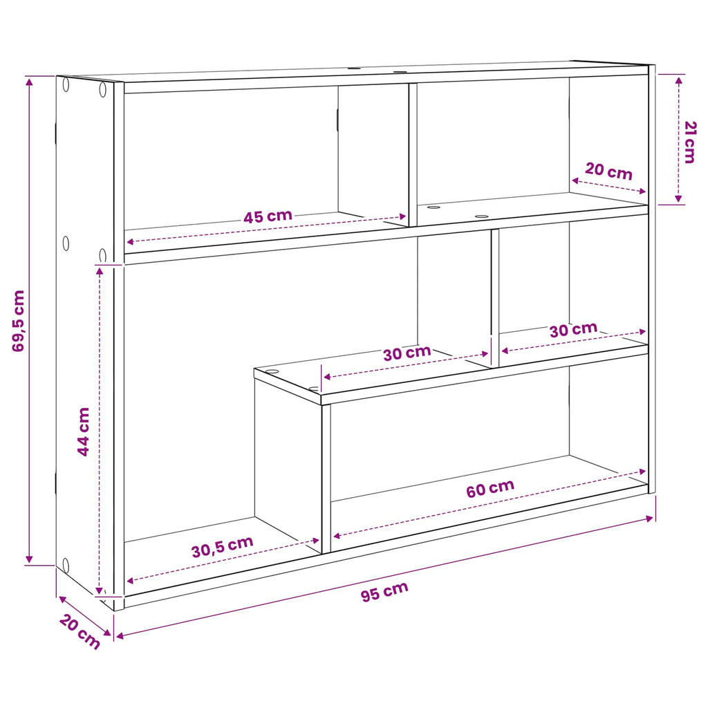 Wandregal Wandhalterung Braun 95 x 20 x 69,5 cm Holzwerkstoff