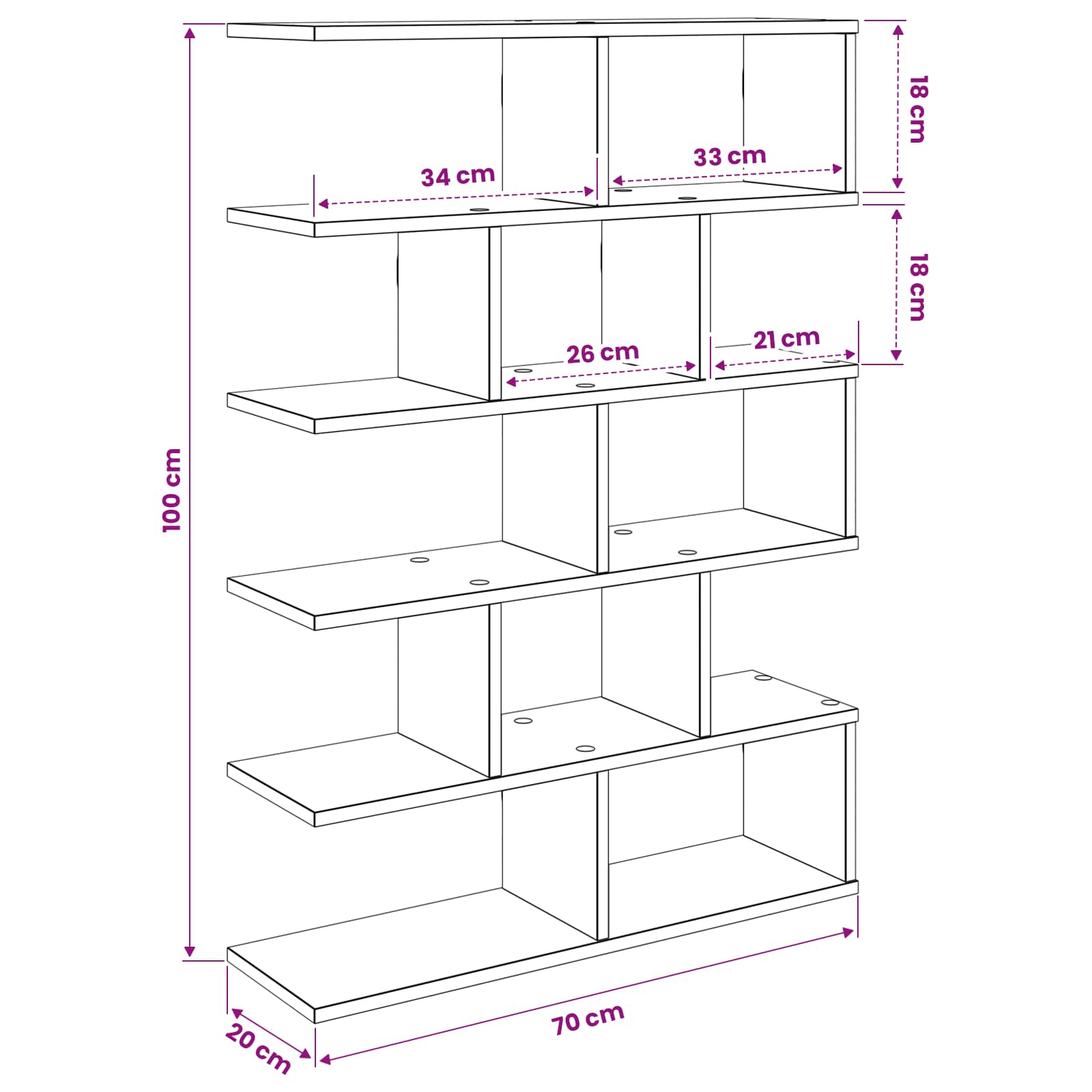 Wandregal Altholz 70 x 20 x 100 cm Holzwerkstoff