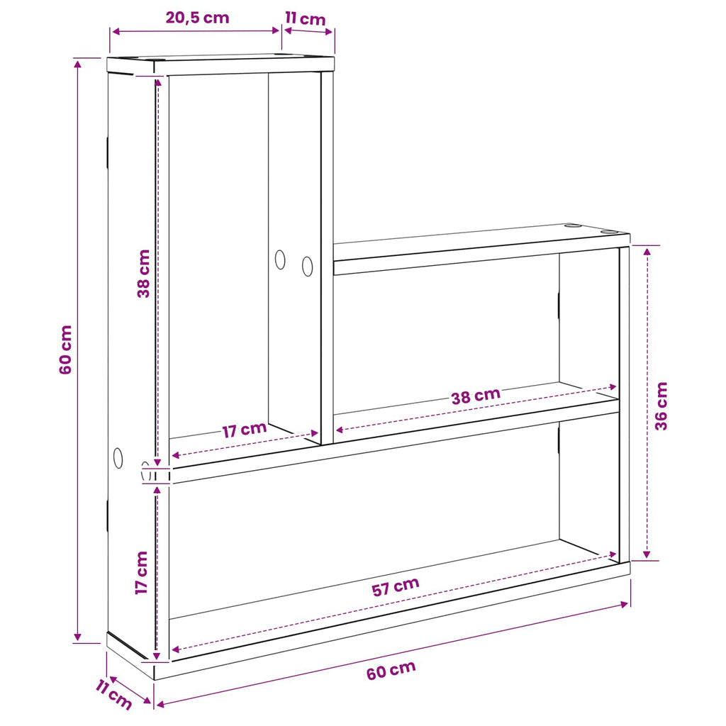Wandregal Artisan-Eiche 60 x 11 x 60 cm Holzwerkstoff