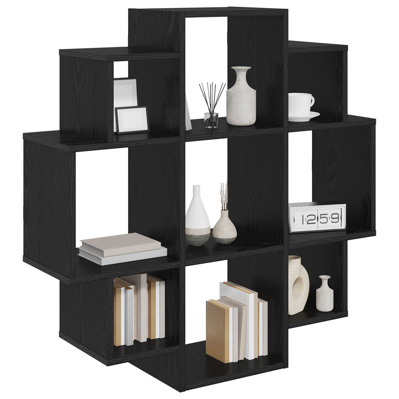 Wandregal Schwarze Eiche 90 x 25 x 90 cm Holzwerkstoff