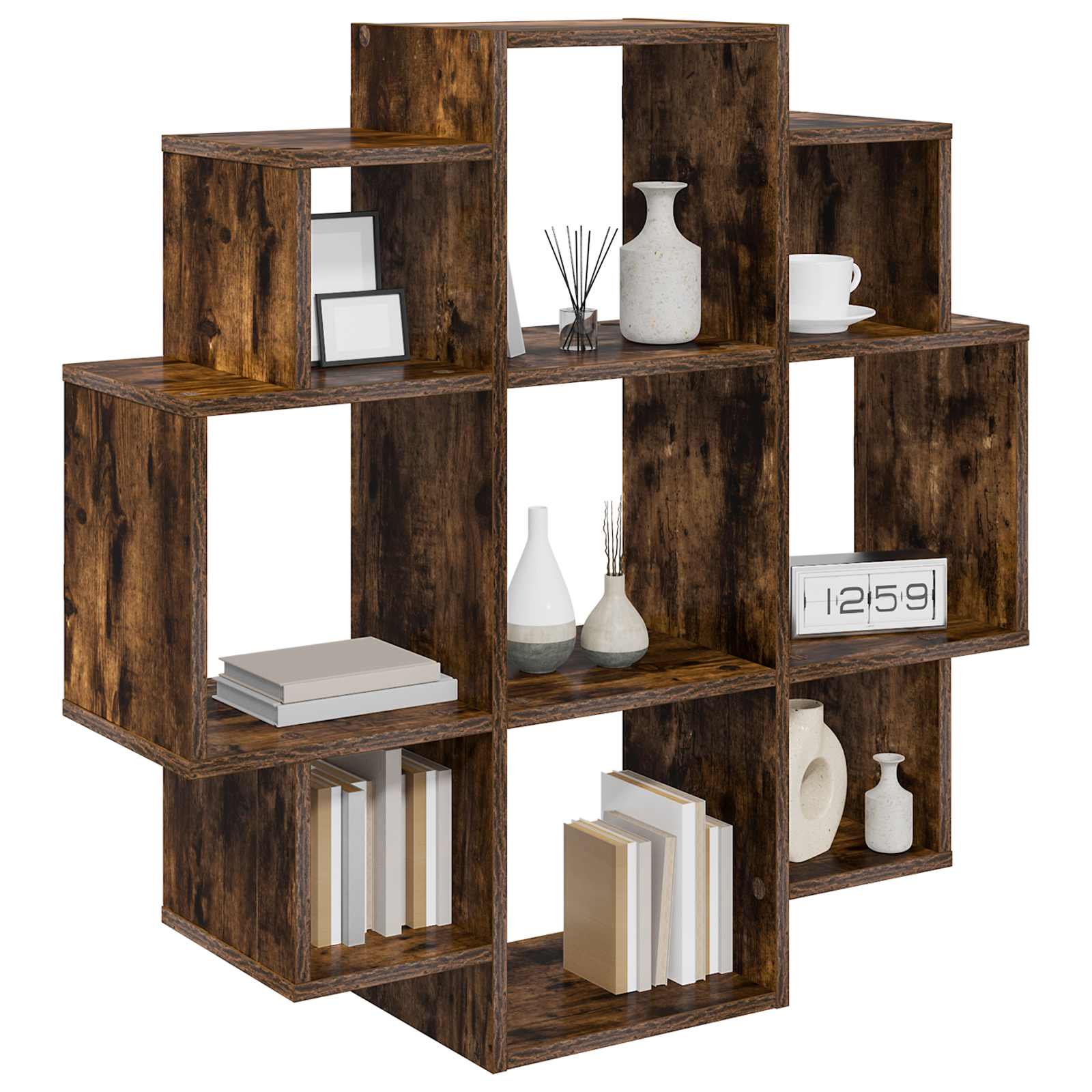 Wandregal Raucheiche 90 x 25 x 90 cm Holzwerkstoff