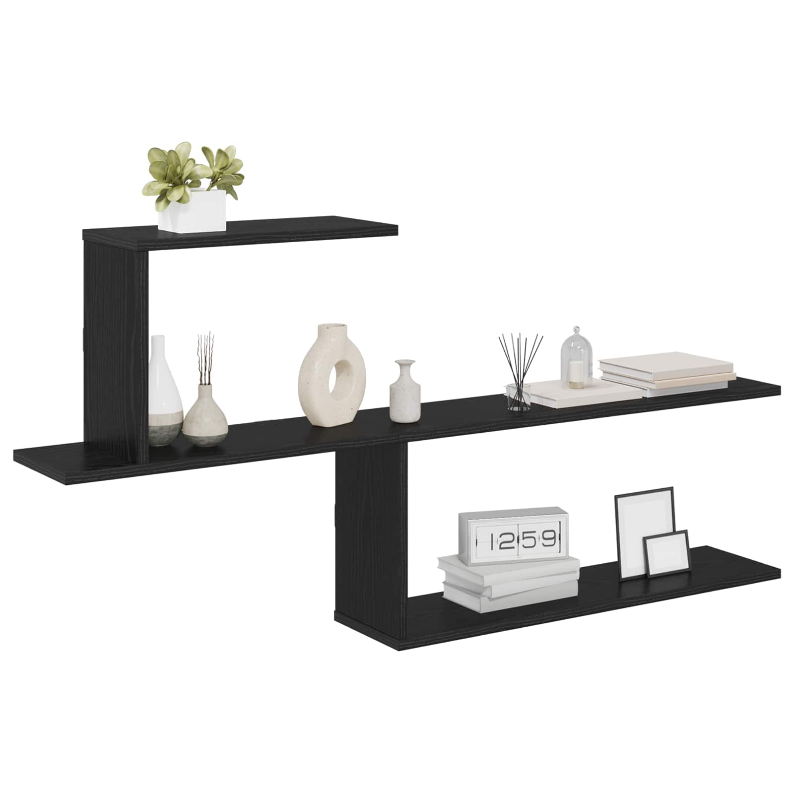 Wandregal Schwarze Eiche 122 x 18 x 60 cm Holzwerkstoff