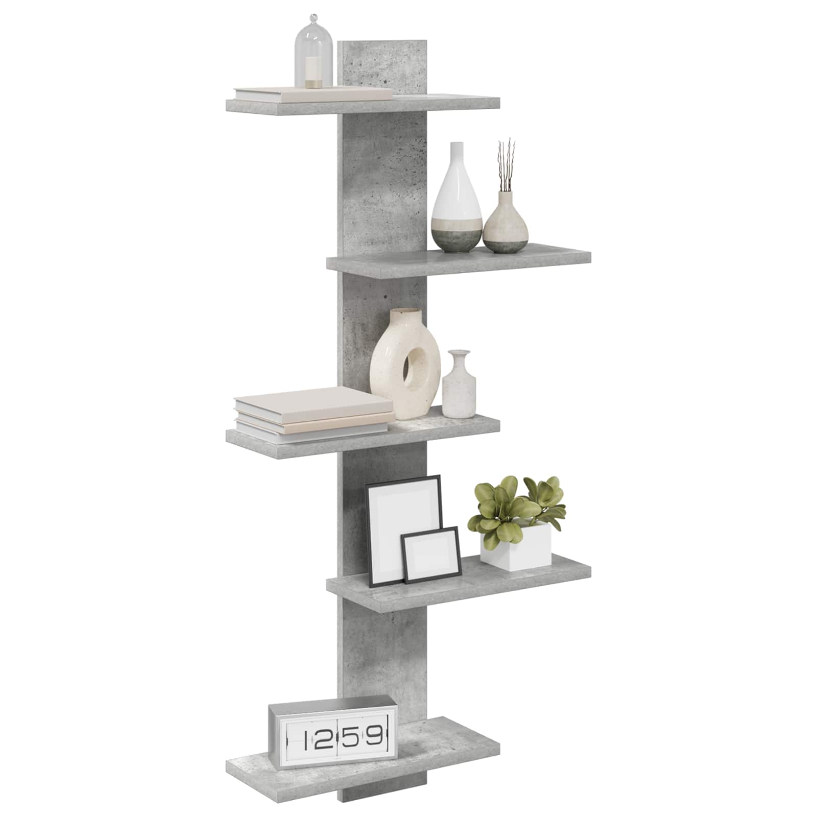 Wandregal Betongrau 48,5 x 15 x 101 cm Holzwerkstoff