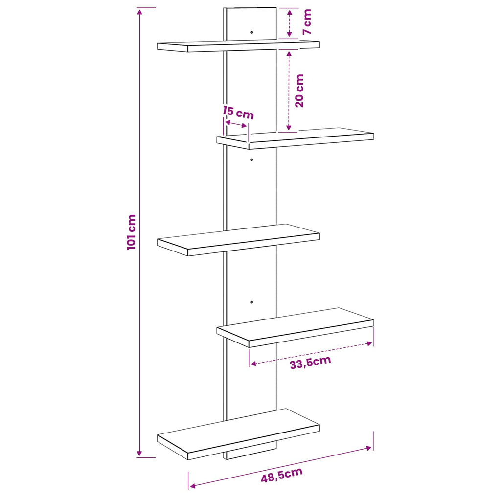 Wandregal Altholz 48,5 x 15 x 101 cm Holzwerkstoff