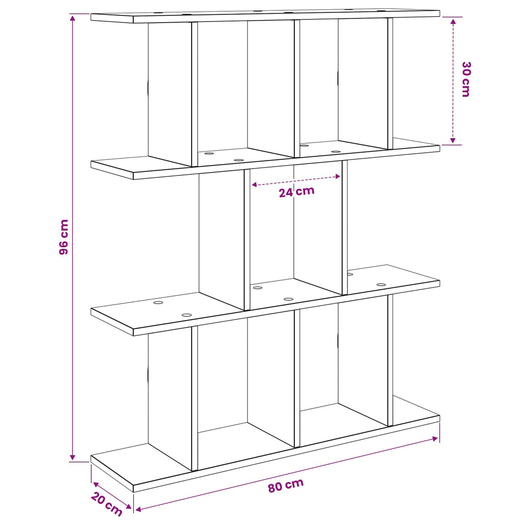 Wandregal Sonoma-Eiche 80 x 20 x 96 cm Holzwerkstoff