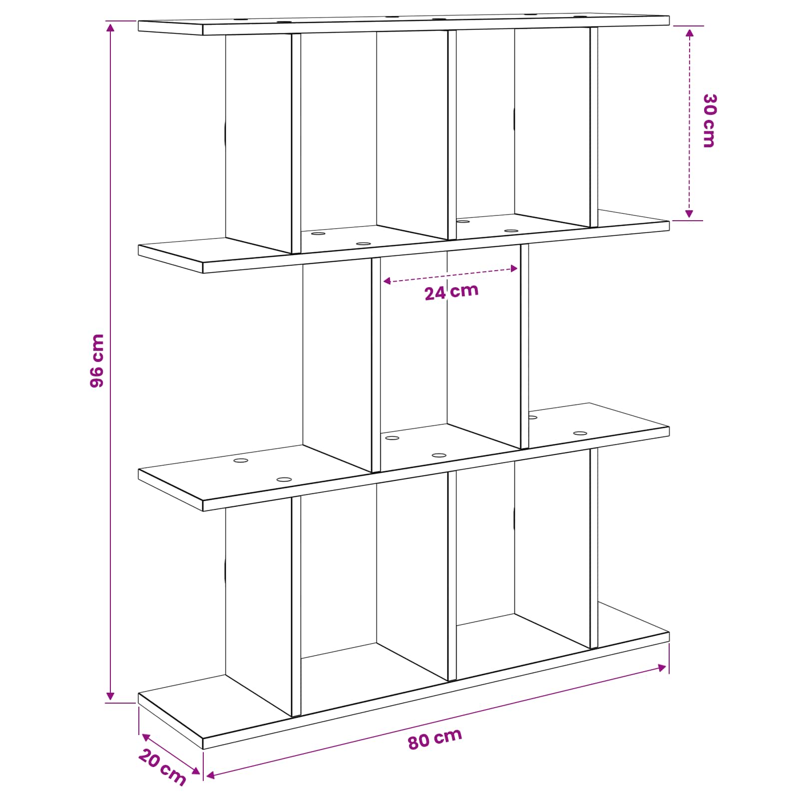Wandregal Sonoma-Eiche 80 x 20 x 96 cm Holzwerkstoff