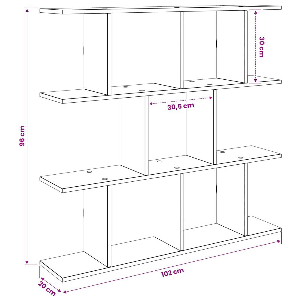 Wandregal Schwarze Eiche 102 x 20 x 96 cm Holzwerkstoff