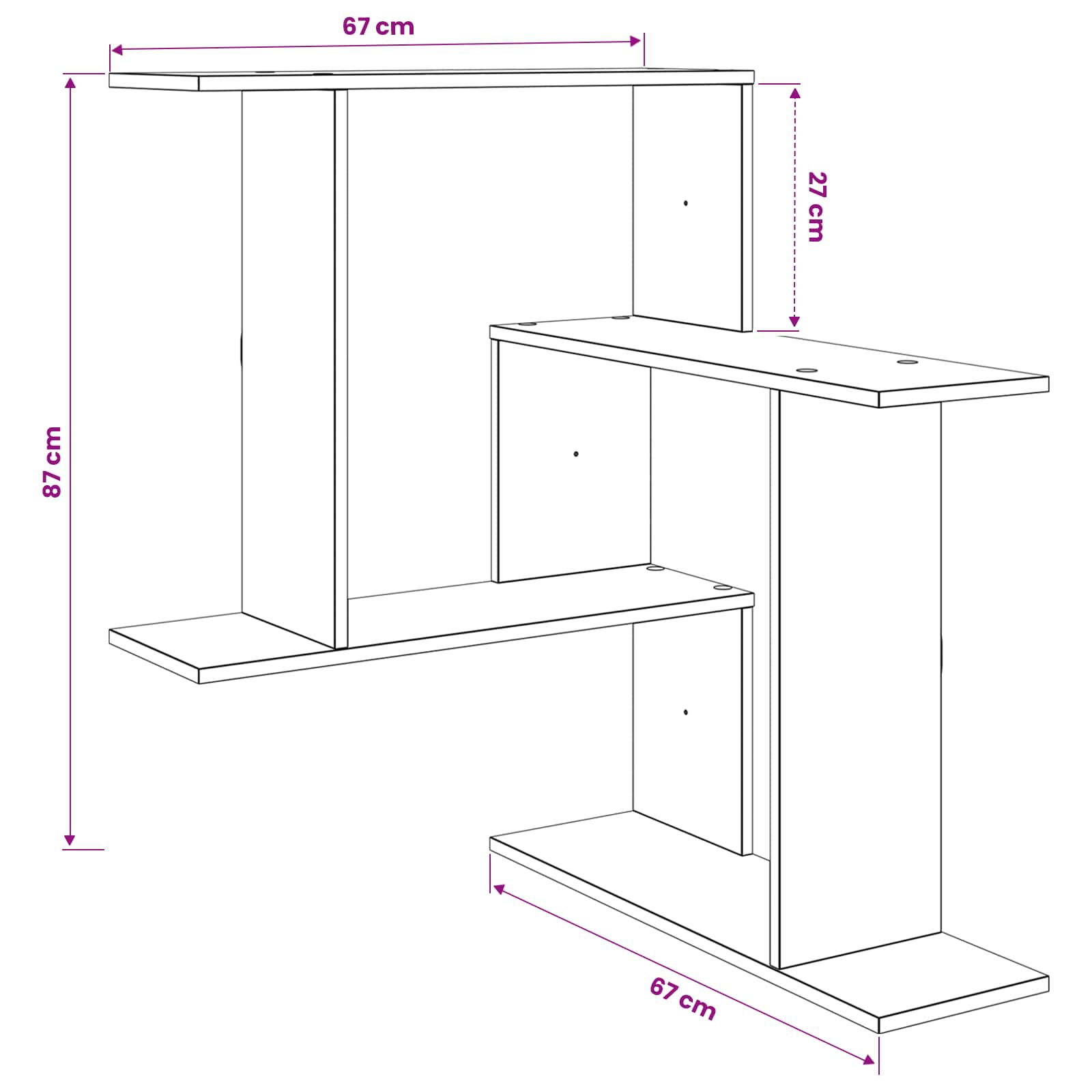 Wandregal Artisan-Eiche 67 x 67 x 87 cm Holzwerkstoff