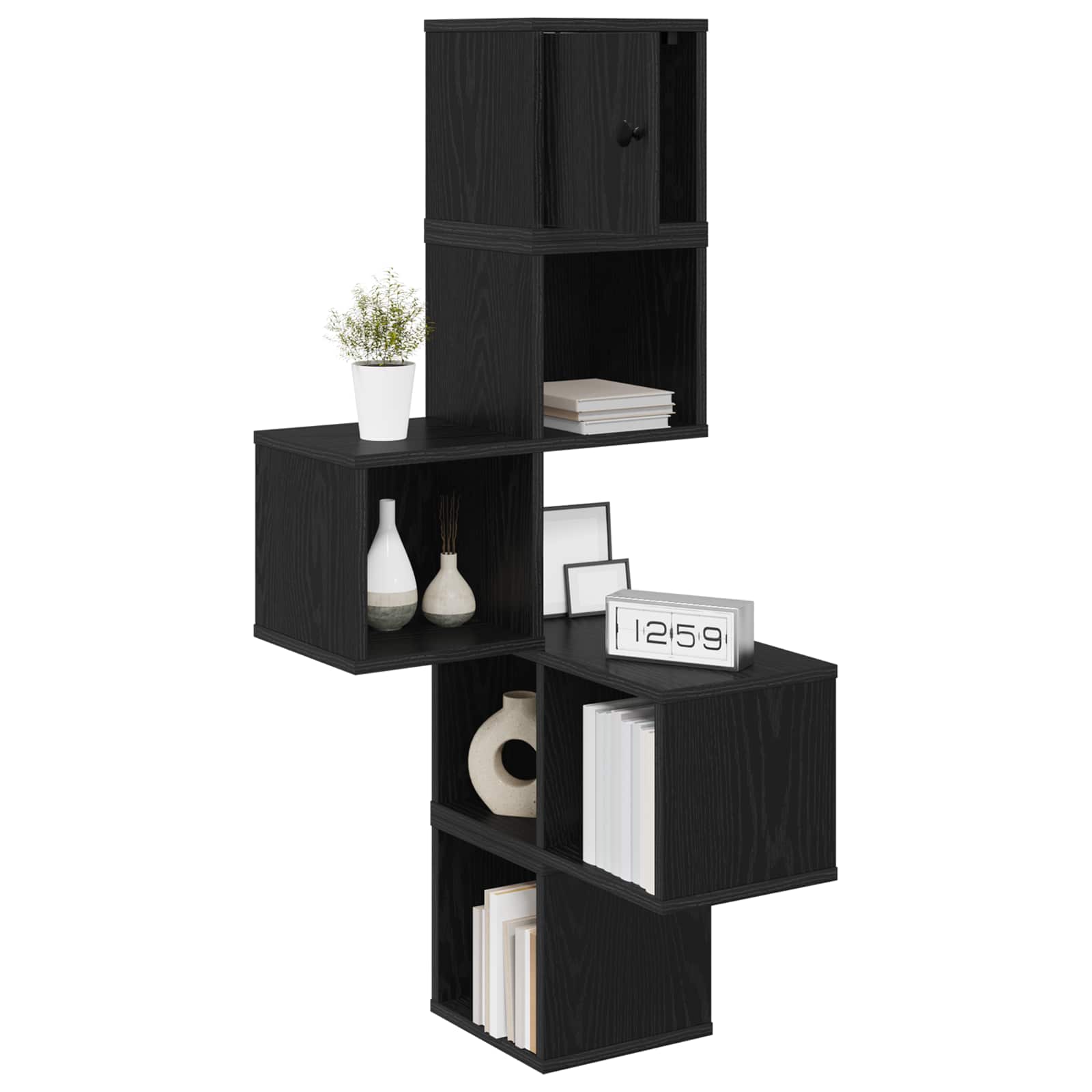 Wand-Eckregal Schwarze Eiche 48 x 48 x 120 cm Holzwerkstoff