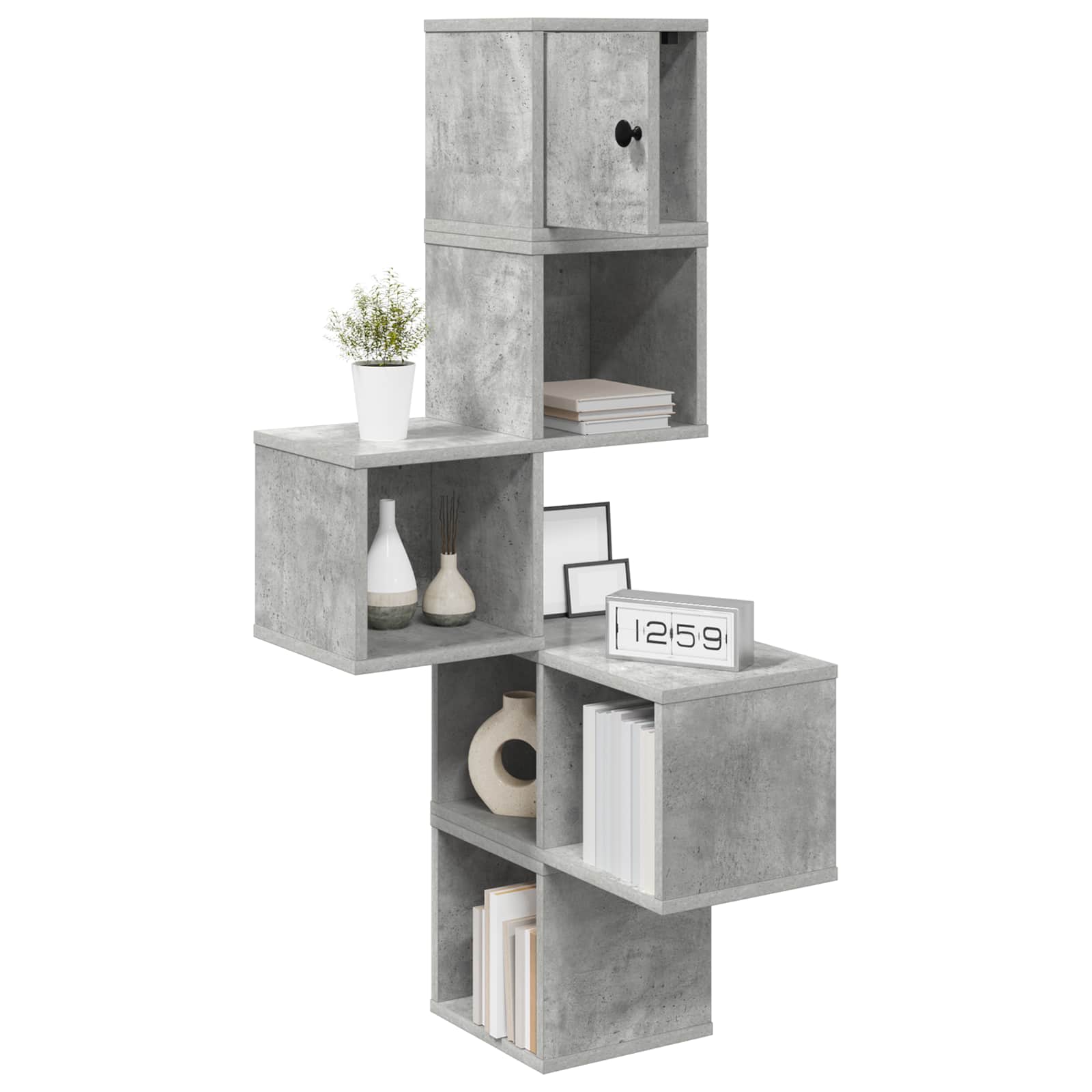 Wand-Eckregal Betongrau 48 x 48 x 120 cm Holzwerkstoff