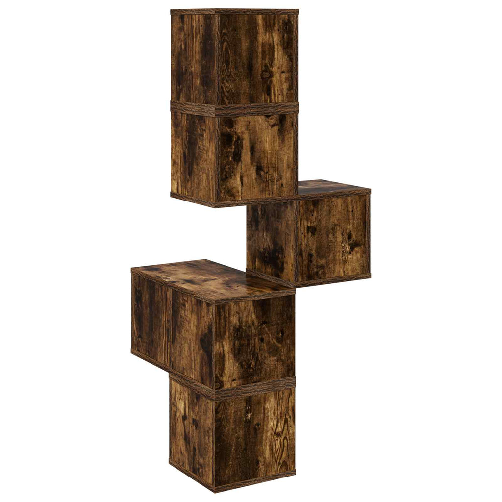 Wand-Eckregal Raucheiche 48 x 48 x 120 cm Holzwerkstoff