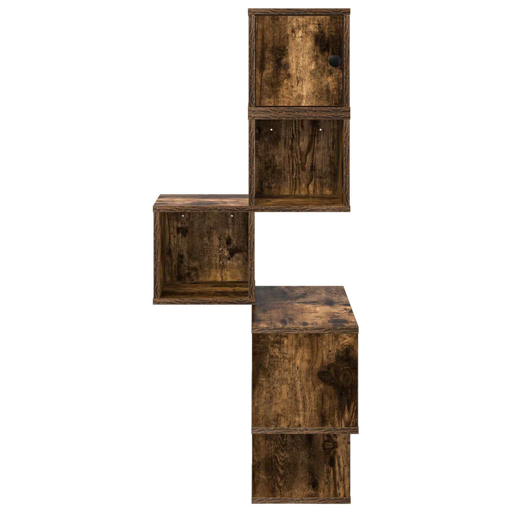 Wand-Eckregal Raucheiche 48 x 48 x 120 cm Holzwerkstoff