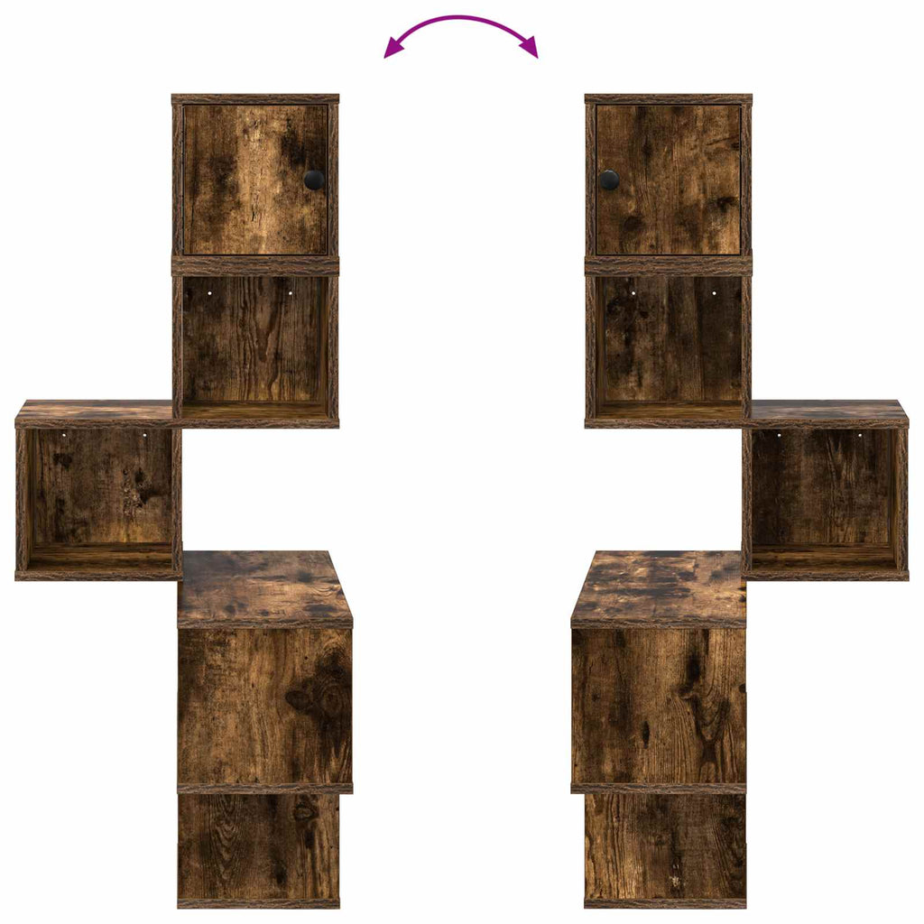 Wand-Eckregal Raucheiche 48 x 48 x 120 cm Holzwerkstoff