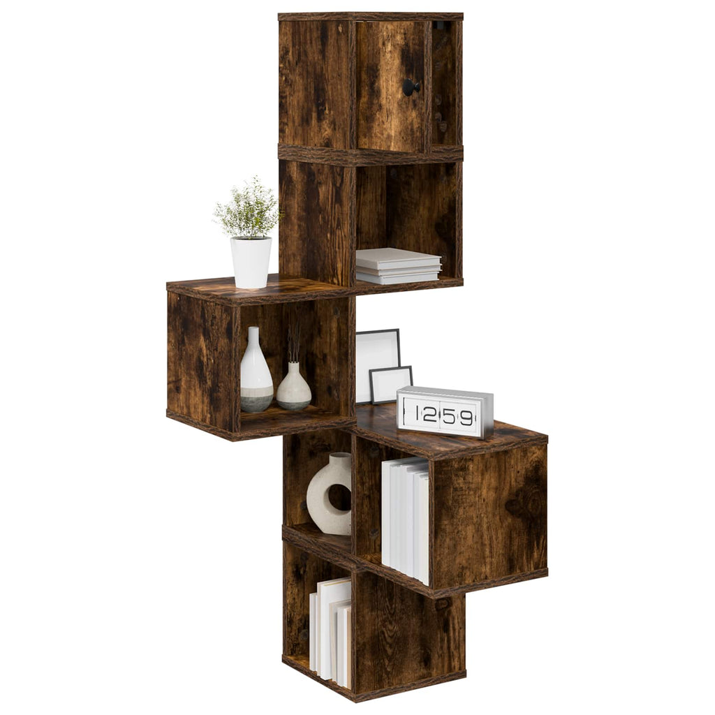 Wand-Eckregal Raucheiche 48 x 48 x 120 cm Holzwerkstoff