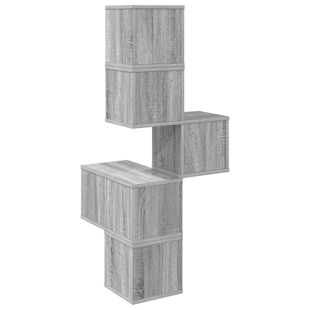 Wand-Eckregal Sonoma-Grau 48 x 48 x 120 cm Holzwerkstoff