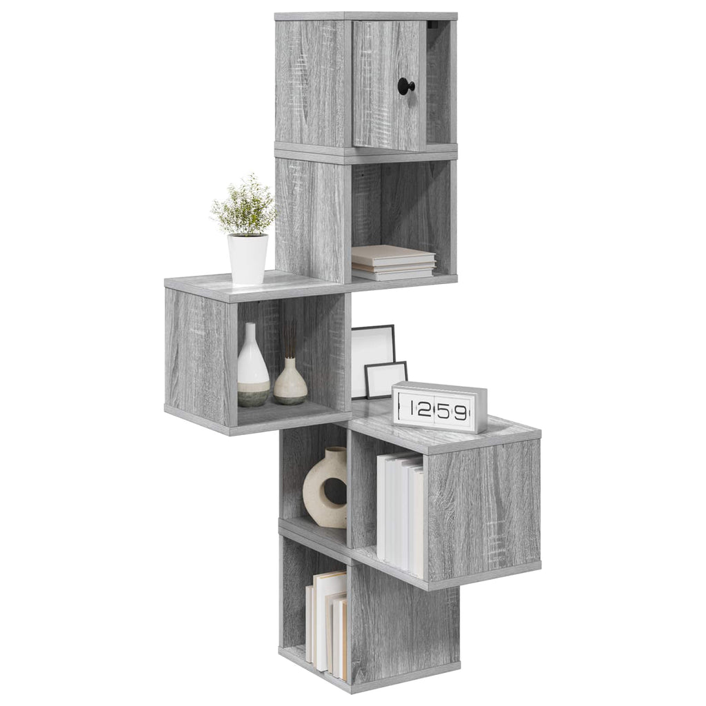 Wand-Eckregal Sonoma-Grau 48 x 48 x 120 cm Holzwerkstoff