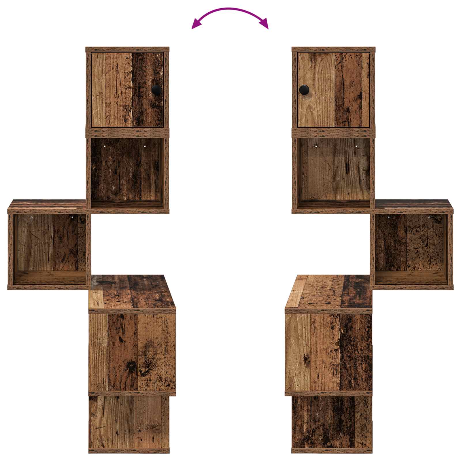 Wand-Eckregal Altholz 48 x 48 x 120 cm Holzwerkstoff