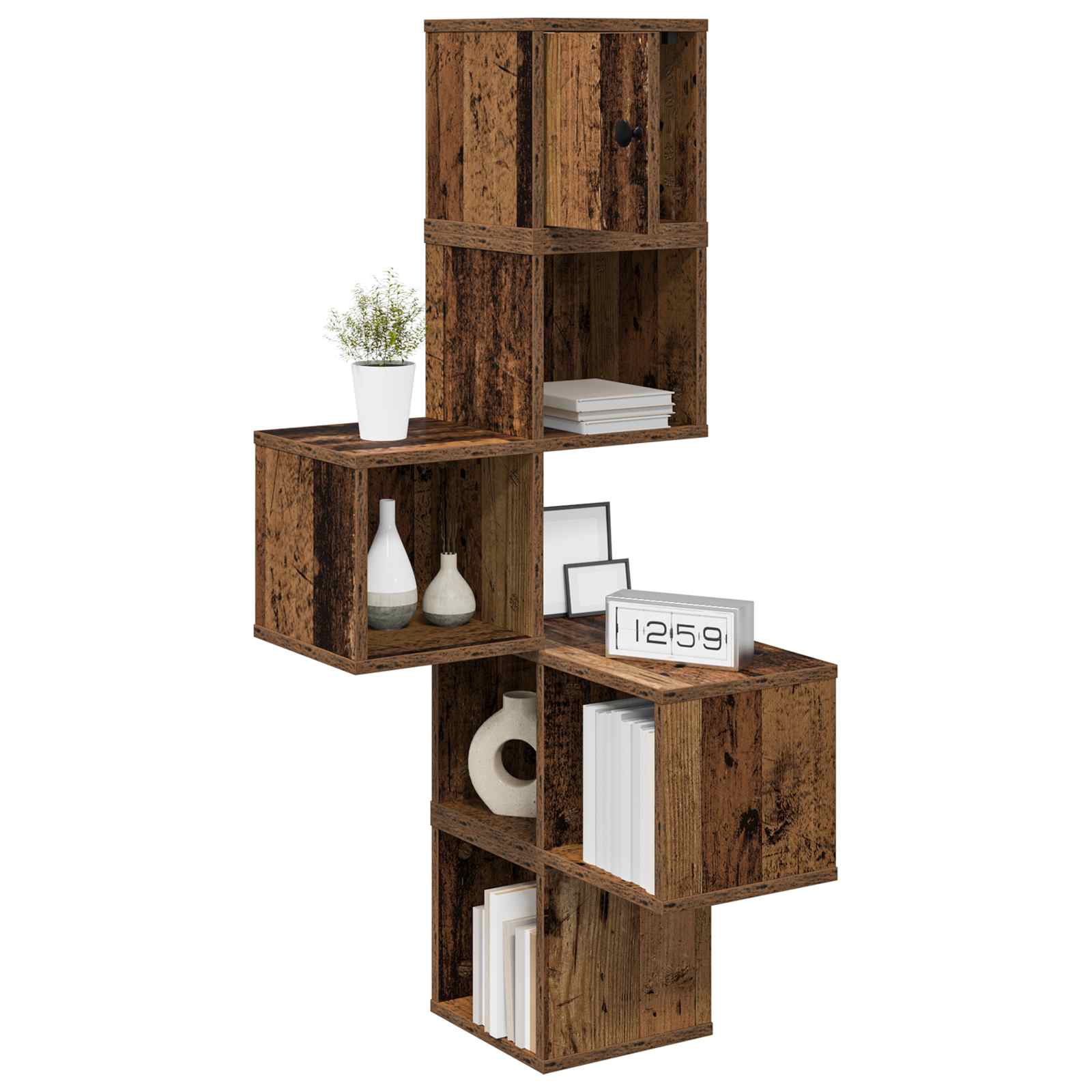 Wand-Eckregal Altholz 48 x 48 x 120 cm Holzwerkstoff