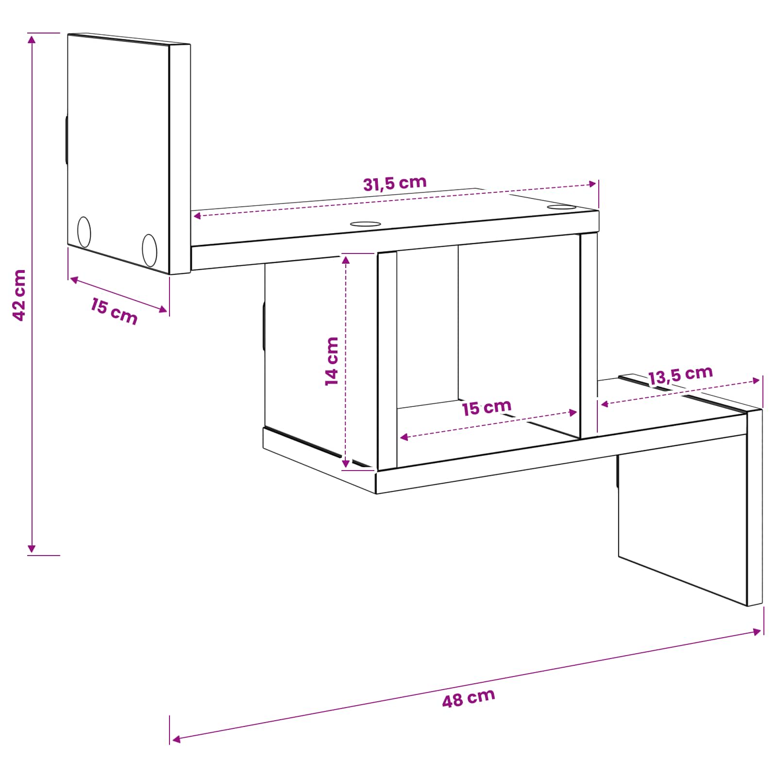 Wandregal Betongrau 48 x 15 x 42 cm Holzwerkstoff