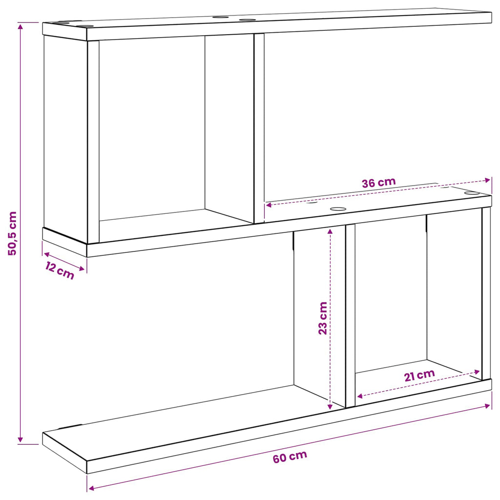 Wandregal Betongrau 60 x 12 x 50,5 cm Holzwerkstoff