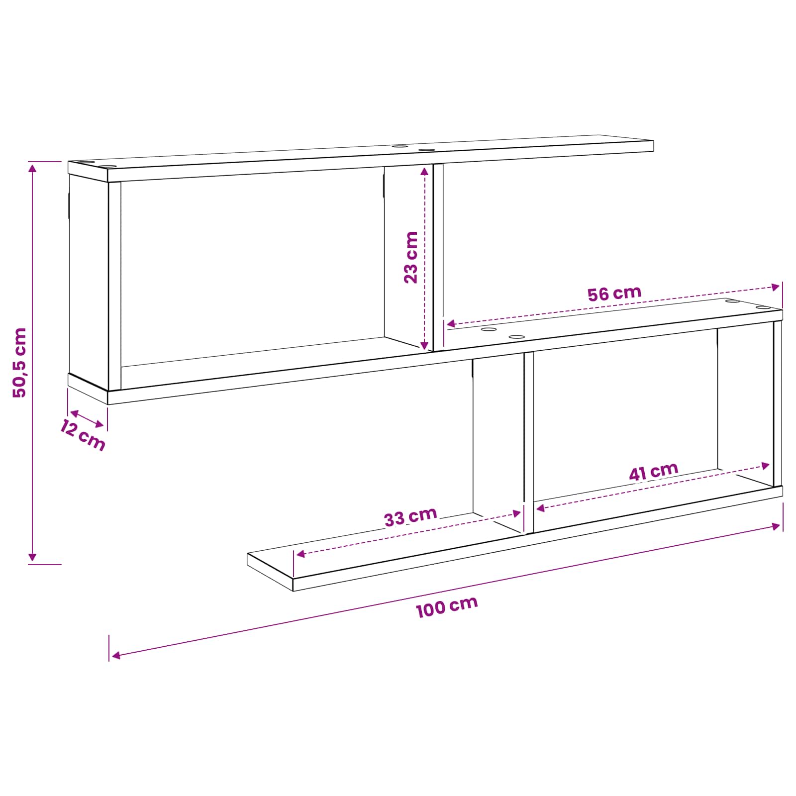 Wandregal Sonoma-Eiche 100 x 12 x 50,5 cm Holzwerkstoff