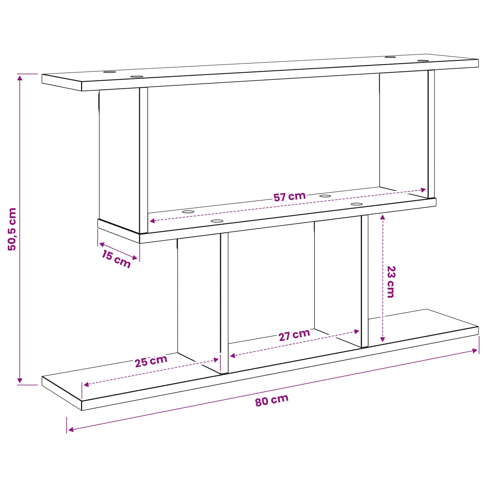 Wandregal Betongrau 80 x 15 x 50,5 cm Holzwerkstoff