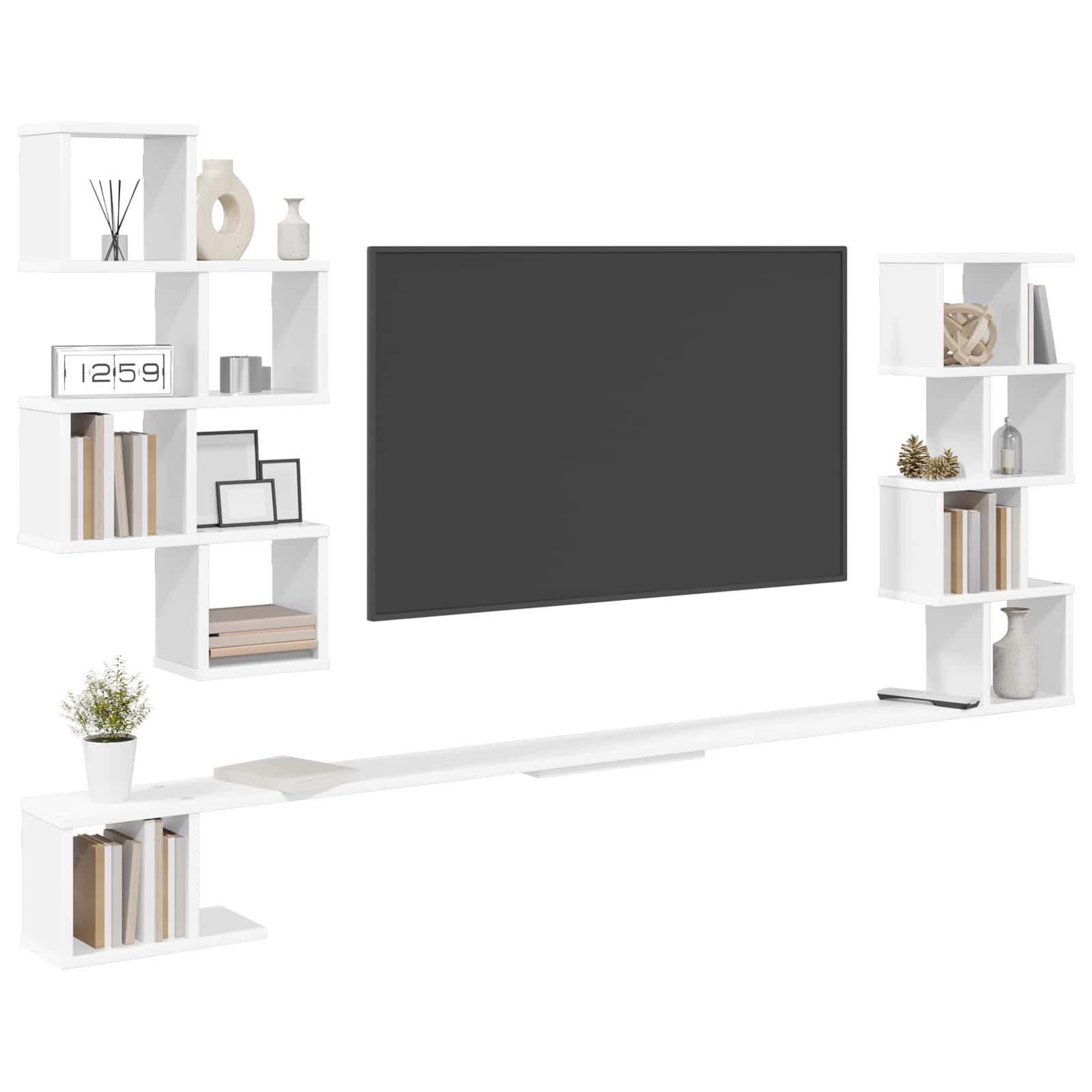 Wandmontiertes TV-Regal Weiß 180 x 15 x 94 cm Holzwerkstoff