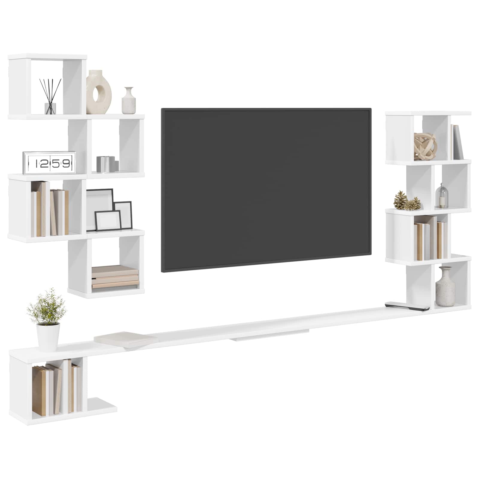 Wandmontiertes TV-Regal Weiß 160 x 15 x 94 cm Holzwerkstoff
