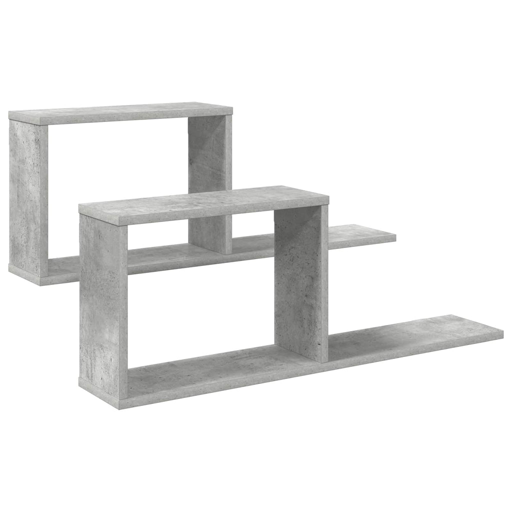 Schweberegale 2 pcs Betongrau 80 x 15 x 30 cm Holzwerkstoff