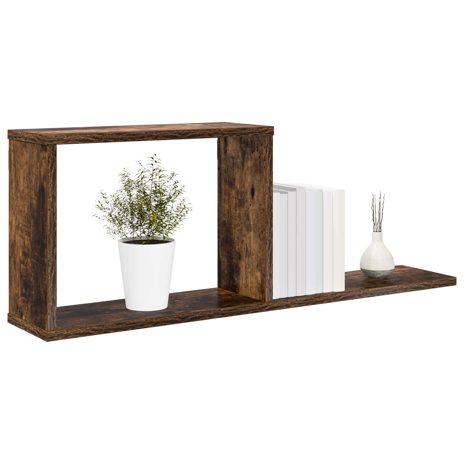 Schweberegale Raucheiche 80 x 15 x 30 cm Holzwerkstoff