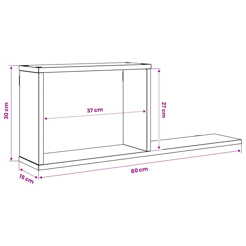 Schweberegale Altholz 80 x 15 x 30 cm Holzwerkstoff
