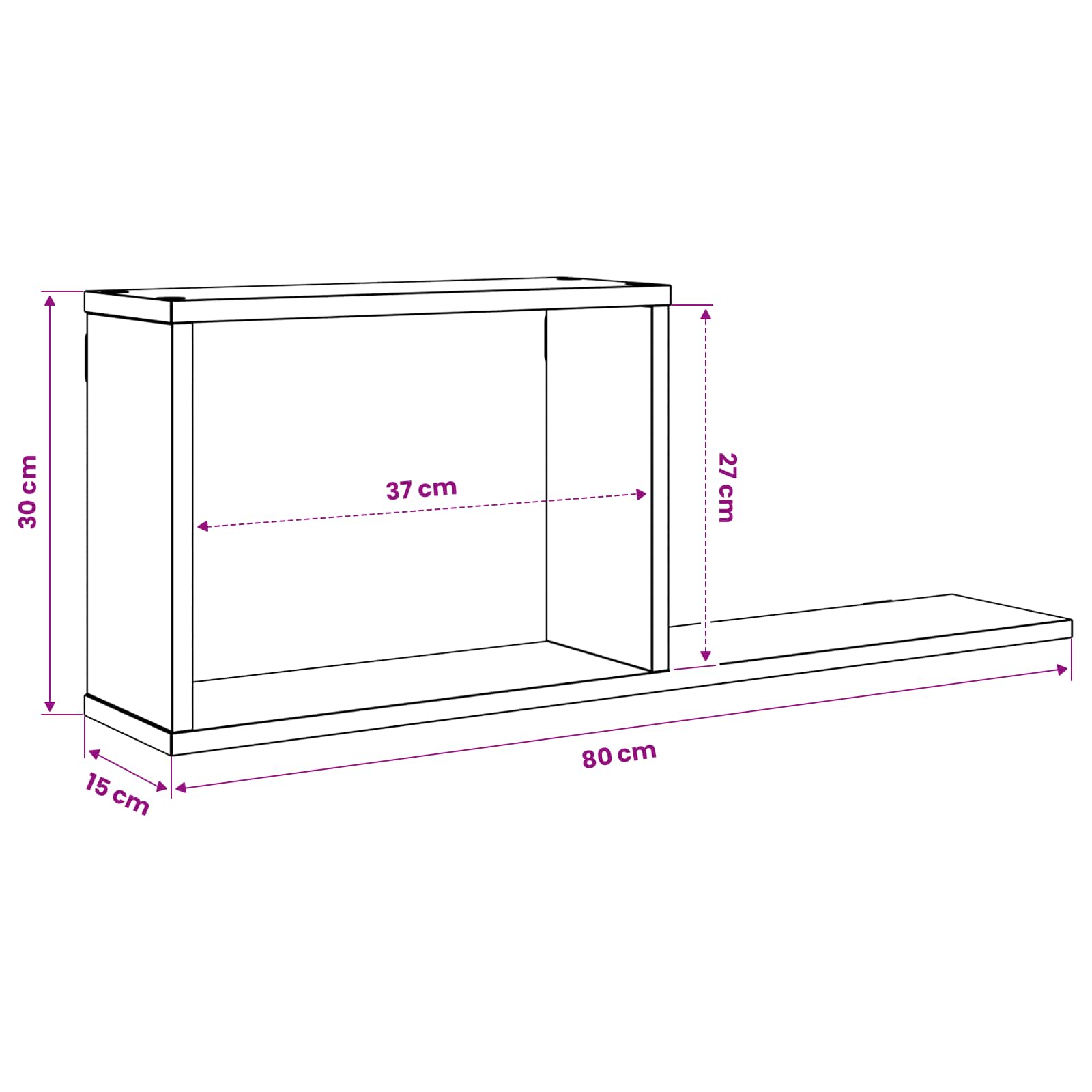 Schweberegale 2 pcs Altholz 80 x 15 x 30 cm Holzwerkstoff