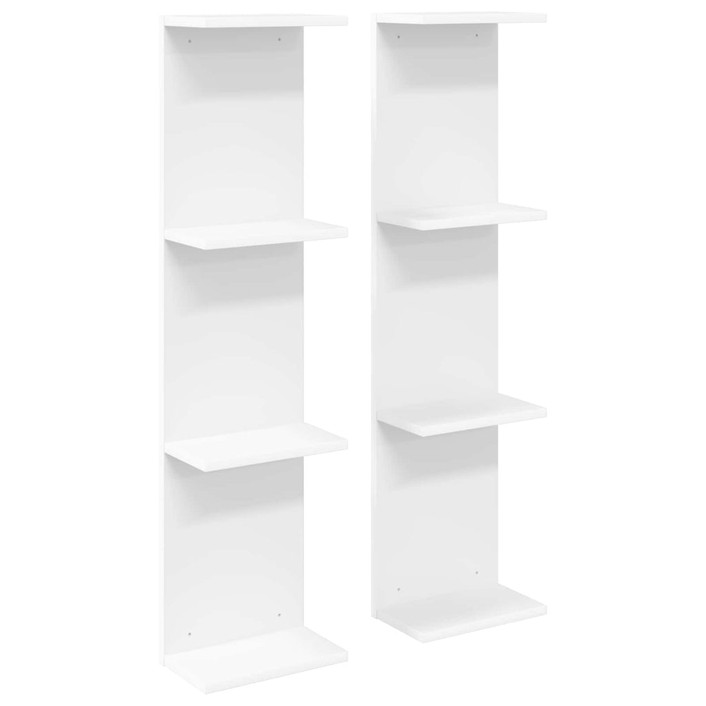Wandregal 2 pcs Weiß 25 x 15 x 100 cm Holzwerkstoff