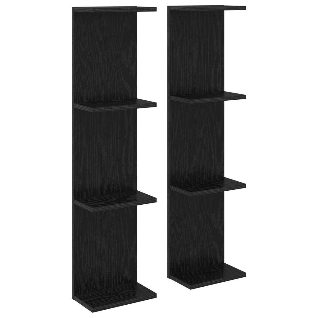 Wandregal 2 pcs Schwarze Eiche 25 x 15 x 100 cm Holzwerkstoff