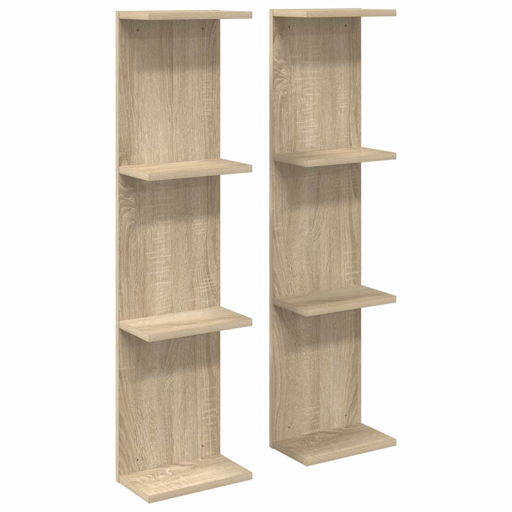 Wandregal 2 pcs Sonoma-Eiche 25 x 15 x 100 cm Holzwerkstoff