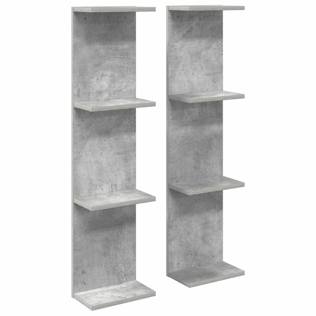 Wandregal 2 pcs Betongrau 25 x 15 x 100 cm Holzwerkstoff