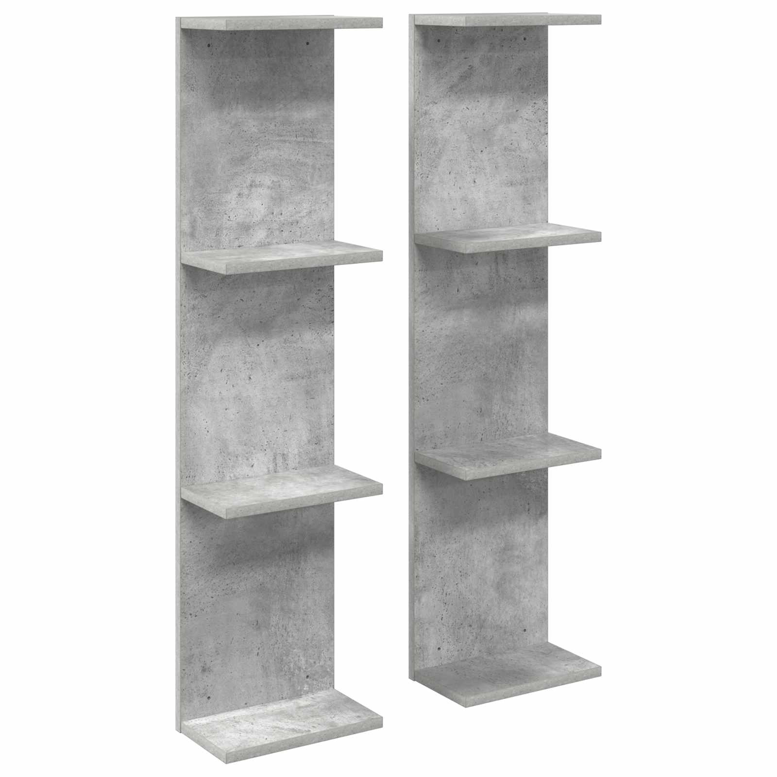 Wandregal 2 pcs Betongrau 25 x 15 x 100 cm Holzwerkstoff