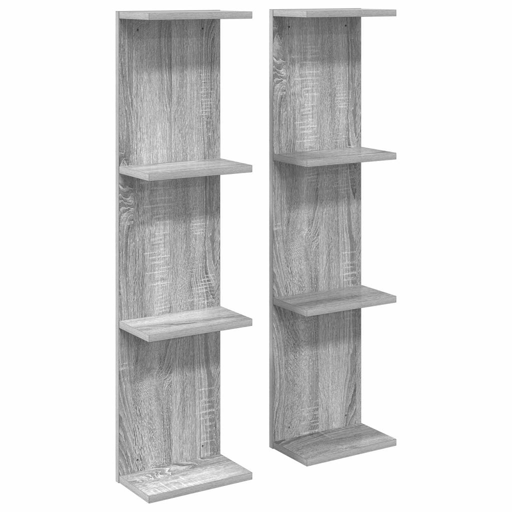 Wandregal 2 pcs Sonoma-Grau 25 x 15 x 100 cm Holzwerkstoff