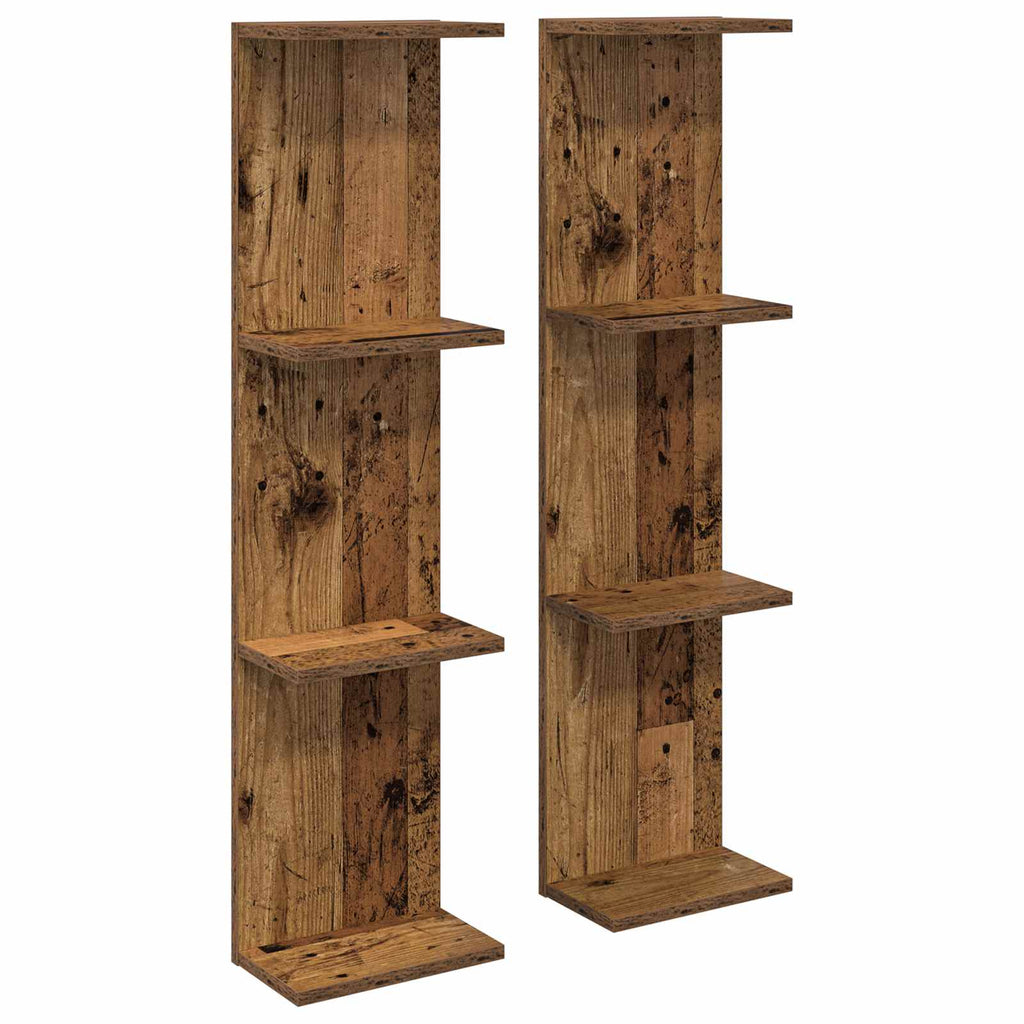Wandregal 2 pcs Altholz 25 x 15 x 100 cm Holzwerkstoff