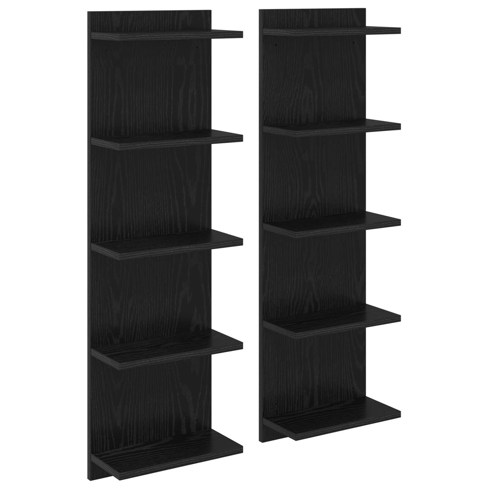 Wandregal 2 pcs Schwarze Eiche 30 x 15 x 100 cm Holzwerkstoff