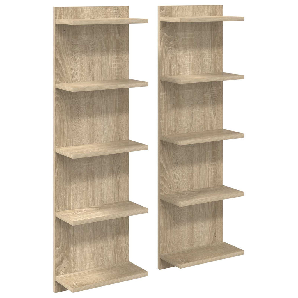 Wandregal 2 pcs Sonoma-Eiche 30 x 15 x 100 cm Holzwerkstoff