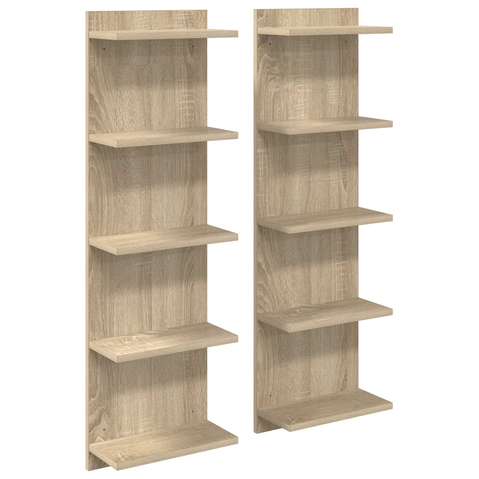 Wandregal 2 pcs Sonoma-Eiche 30 x 15 x 100 cm Holzwerkstoff