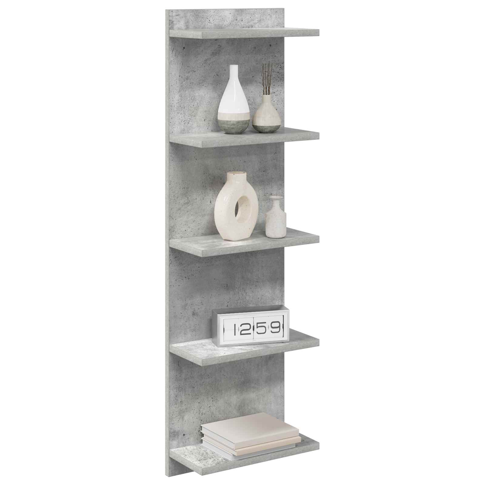 Wandregal Betongrau 30 x 15 x 100 cm Holzwerkstoff