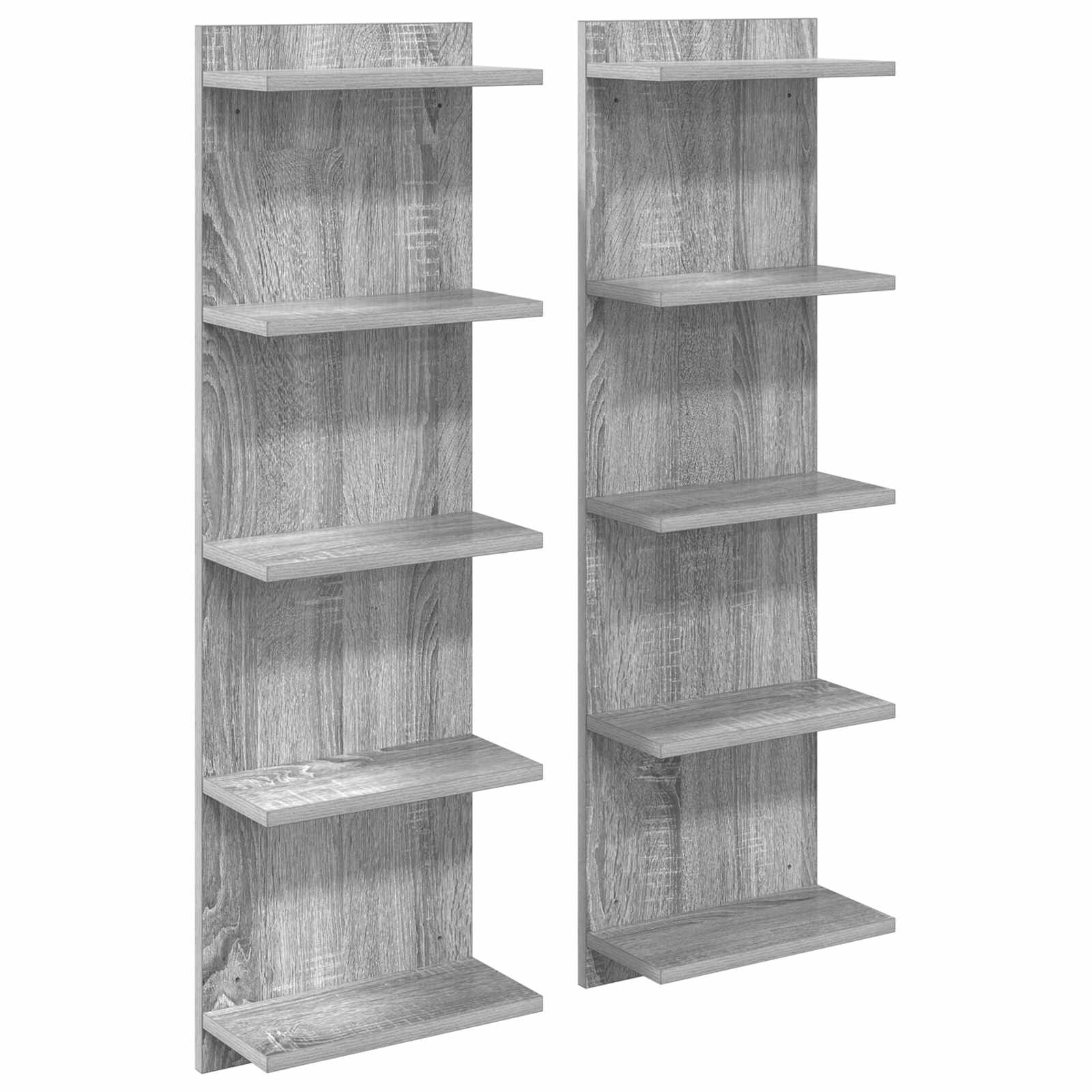 Wandregal 2 pcs Sonoma-Grau 30 x 15 x 100 cm Holzwerkstoff