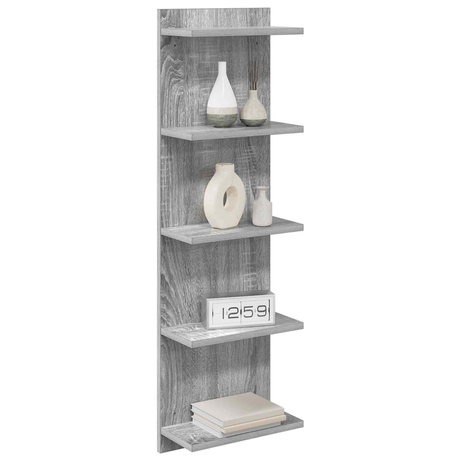 Wandregal 2 pcs Sonoma-Grau 30 x 15 x 100 cm Holzwerkstoff
